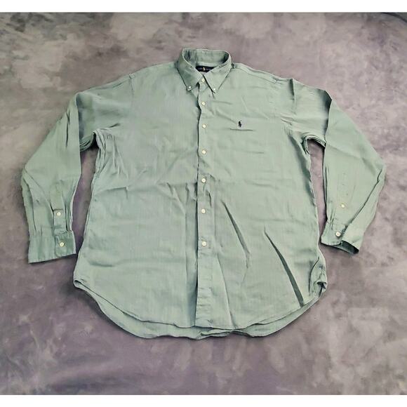 Polo Ralph Lauren Shirt Mens Sz XL Green Long Sleeve Button Down Cotton C24-55 - Picture 1 of 8